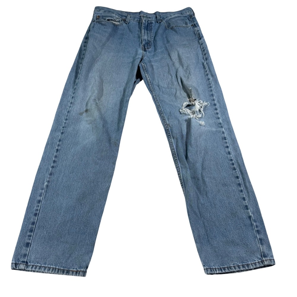 Levi's 550 Relaxed Fit Jeans Mens 36x34 Blue Distressed Ripped Denim Streetwear